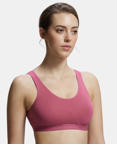 Image of Jockey 1376 Women Super Combed Cotton Elastane Active Bra | Wirefree | Non Padded | Full Coverage Slip-On with Wider Straps | Fabric