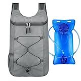 Vyloky Mochila de hidratación, mochila de senderismo con burbuja de agua de 2 litros, mochila deportiva, mochila transpirable ultraligera para bicicleta, mochila para correr para senderismo, gris, 2L