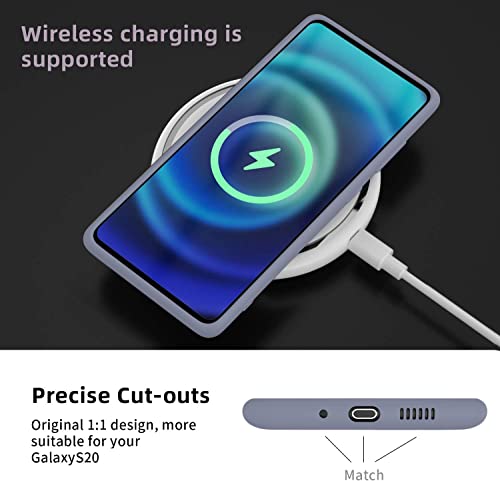 Image of DIZORO Microfiber Candy Case Compatible for Samsung S20 Smooth Touch Cushion Liquid Soft Silicone Gel Rubber Phone Cases Non-Slip Full Body Protective Shockproof Back Cover (Lavender Grey)