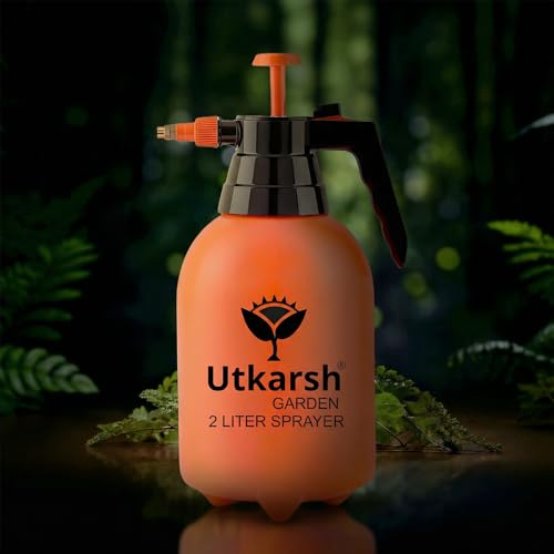 Image of Utkarsh Spray Pump for Plants 2 L - Orange | Garden Sprayer with Adjustable Brass Nozzle | Plastic Water Spray Bottle for Gardening, Car & Bike Wash | Leak-Proof, Easy-Fill Water Sprayer, Pack of 1