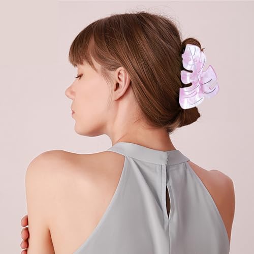Pinza para cabello estilo hoja color rosa miniatura 3