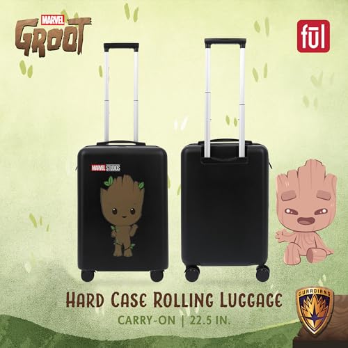 FUL Marvel Guardians of the Galaxy 22.5 Inch Carry On Luggage, Baby Groot Hardshell Rolling Suitcase with Spinner Wheels, Black2