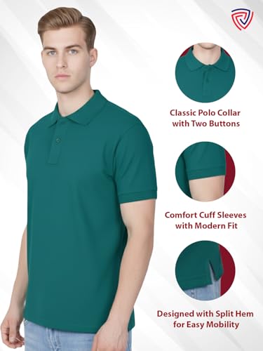 Image of Lux Cozi Men's Cotton Solid Polo Tshirt | Collar Tshirts | Half Sleeves | Stylish & Premium All Day Wear | Pack of 1