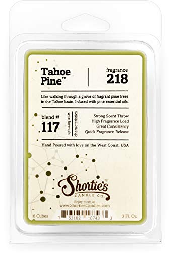 Shortie's Candle Company Tahoe Pine Wax Melts - Formula 117-1 Highly Scented 3 Oz. Bar - Made With Essential & Natural Oils - Fresh & Clean Air Freshener Cubes Collection #TOP23