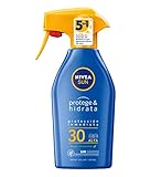 Hidratación profunda - Con su fórmula con pantenol y glicerina, este protector solar en spray mantiene los niveles de hidratación y reduce la pérdida de agua