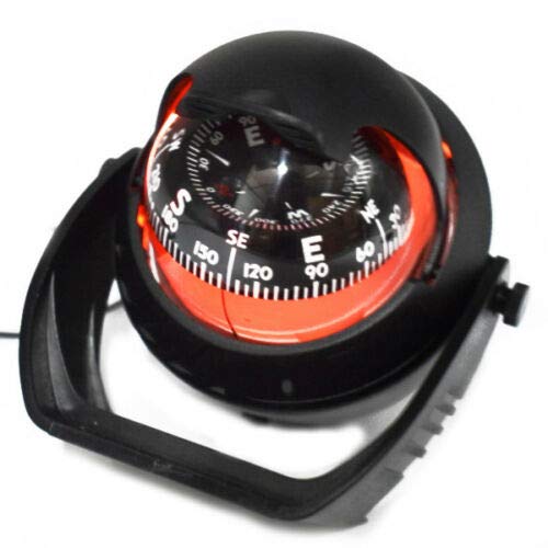 RICKYZHU LED Light Marine Compass 360° Pivoting Electronic Ball Navigation for Car Boat