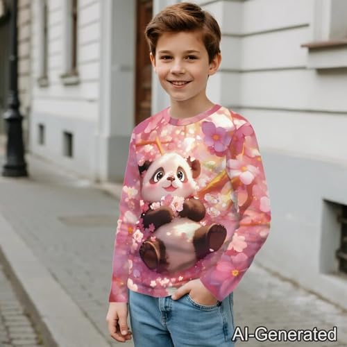 Image of Renewold Boys Girls Tees Kids T-Shirt Long Sleeve Crewneck T Shirts Casual Athletic Tops Clothing for Home School Travel