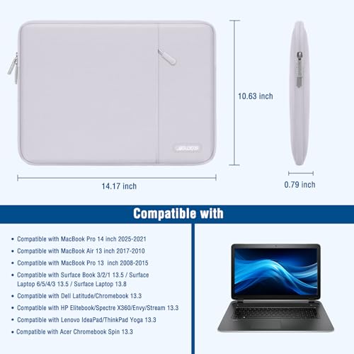 Image of MOSISO Laptop Case 16 inch, 15-15.6 inch Laptop Sleeve Compatible with MacBook Pro 16 M5 M4 M3 M2 M1, HP Acer Dell Lenovo ASUS, Polyester Vertical Computer Sleeve Bag with Pocket, Dusty Lilac
