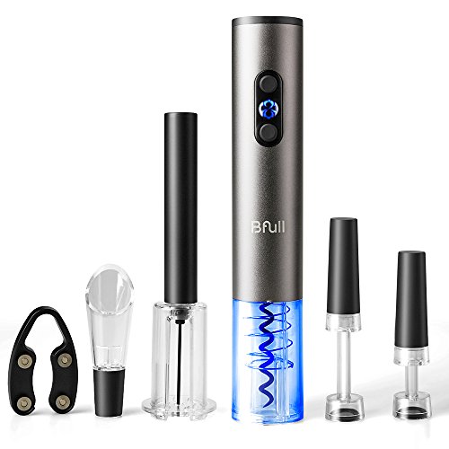 Electric Wine Opener, BFULL Cordless Bottle Opener Electric Corkscrew, 2PCS Opener Includes Automatic Wine Opener, Air Pressure Wine Opener, Vacuum Stoppers(2pcs), Foil Cutter, Wine Aerator Pourer