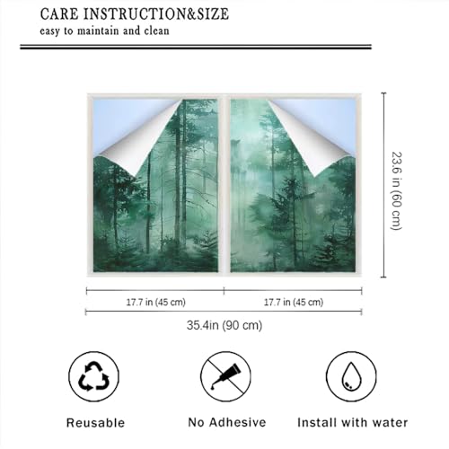 Película decorativa adhesiva para ventana efecto esmerilado verde bosque miniatura 2