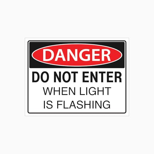 DANGER DO NOT ENTER WHEN LIGHT IS FLASHING Sign Metal Tin Sign 8 x 12 inch for Industrial & Commercial Series