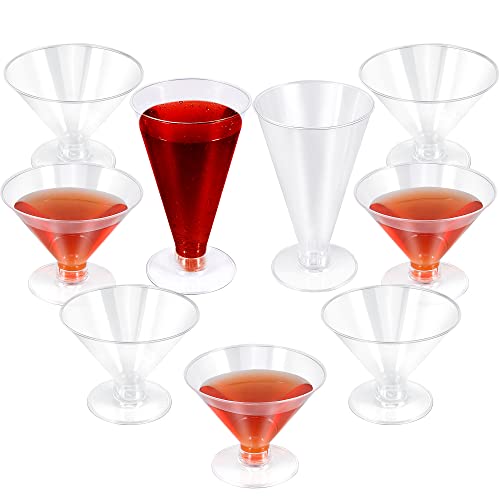 Kesaplan 40 Pack 2 Style Plastic Martini Glasses Disposable Cocktail Glasses 5/8.5 Oz Martini Plastic Cocktail Glasses Ice Cream Dessert Cups With Spoons For Appetizer, Outdoor Parties, Weddings #TOP27