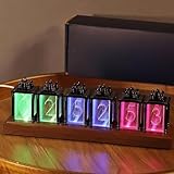CAOJS Orologio a Tubo retrò RGB a Colori, Orologio a Tubo simulato con Sveglia e Display 12/24 Ore, Diverse opzioni di Colore e 5 Livelli di luminosità Regolabili, per Soggiorno e Ufficio