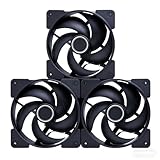 PC 120mm Case Fan 3-Pack, 2000RPM/58CFM Airflow 4-pin PWM, Low Noise Cooling Fans, Hydraulic HDB Bearing, ABITSY SF120 (Black)
