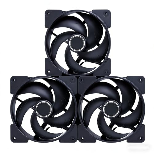 PC 120mm Case Fan 3-Pack, 2000RPM/58CFM Airflow 4-pin PWM, Low Noise Cooling Fans, Hydraulic HDB Bearing, ABITSY SF120 (Black)