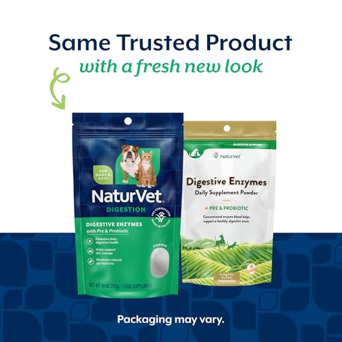 Image of NaturVet Digestive Enzymes with Pre & Probiotic for Dogs & Cats - 10 oz | Supports Diet Changes & a Healthy Digestive Tract, Powder Pouch