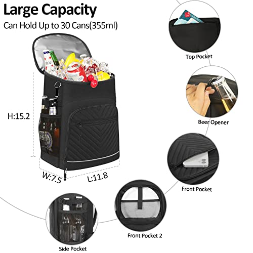 Cooler Backpack Insulated Leakproof Waterproof Backpack Cooler Bag 30 Cans, Large Capacity Lightweight Travel Camping Beach Drink Beverage Beer Bag Cooler Ice Chest For Men And Women, Black #TOP4