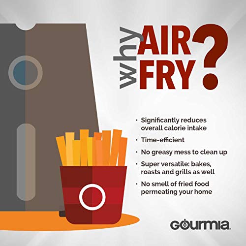Image of Gourmia GAF575 5-Quart Digital Air Fryer - No Oil Healthy Frying - 12 One-Touch Cooking Functions - Guided Cooking Prompts - Easy Clean-Up - Recipe Book Included