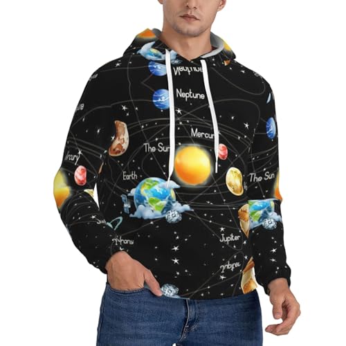 Sweat à capuche imprimé planètes homme avec doublure polaire chaude
