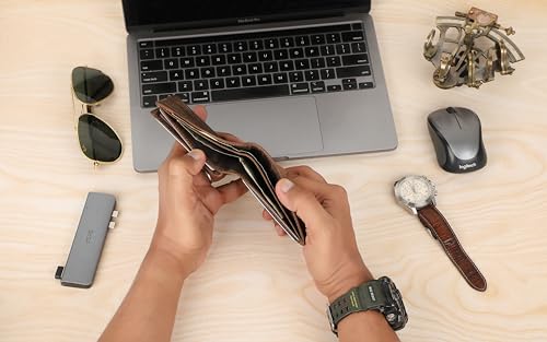 Top Grain Bifold Leather Wallet for Men RFID Blocking Front Pocket Design, 9 Card Slots, 1 ID Window, Cash Pocket, Stylish Vintage Look Durable & Compact Gift for Him (Brown)2