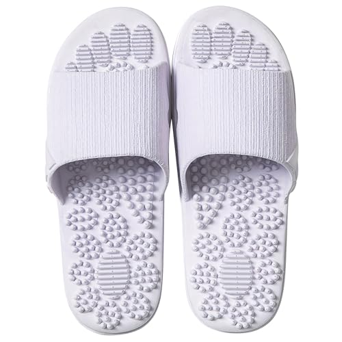 V-shine Acupressure Reflexology Slippers for Arch Pain Relief, Shiatsu Massage on Foot Acupoints - Non-Slip Shoes for Bath/Shower (Light Purple, 6.5-7)