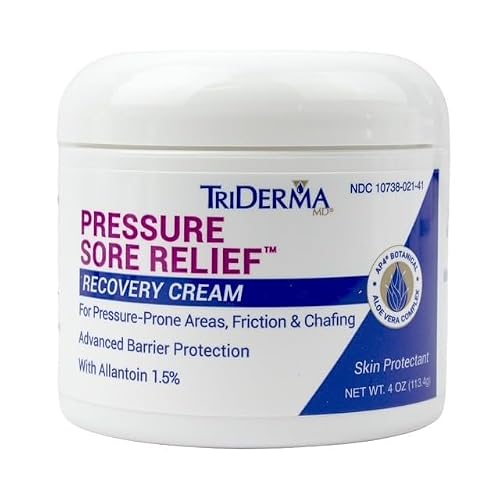 TriDerma MD Pressure Sore Relief Healing Cream for Bed Sores Treatment, Ulcers, Pressure Sores, Wound Healing, Chafed Skin and Hard-to-Heal Skin Sores with Calendula and AP4 Aloe, 4 oz Jar