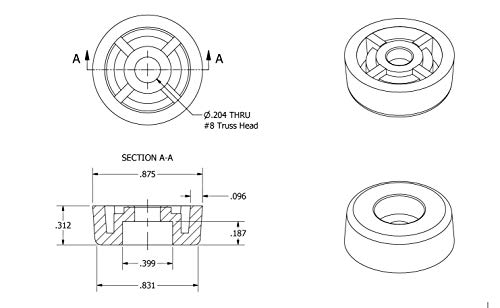 Image of 8 Medium Round Rubber Feet - .312 H X .859 D - Perfect for Cutting Boards, Furniture, Chairs, Tables, Electronics - Made in USA