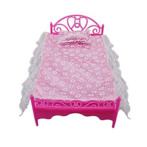 Yudanny 8 Pièces/Ensemble Accessoires de Meubles de Princesse Ensemble de Commode-Cadeau + Ensemble de Canapé + Ensemble de Lit + Cintres pour Poupée Barbie de Chambre à Coucher – Image 5