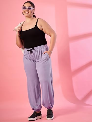 Image of ALZA Women's Cotton Oversized Joggers with Utility Pockets - Loose Fit High Waisted Track Pants for Gym, Yoga & Travel - Lightweight All-Season Lounge Sweatpants