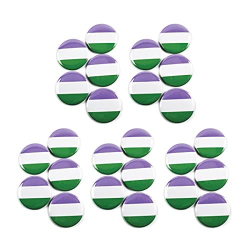 LGBTQ+ Genderqueer Pride Flag Pinback Buttons - 2.25 Inch Round - 5 Pack