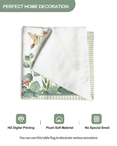 Spring Summer Style Table Runner, Green Plants Hummingbirds Table Runners, Party Decor Greenery Bird Table Runners 72 Inches Long For Farmhouse Holiday Kitchen Dining Table Decoration (13X72 In) #TOP5