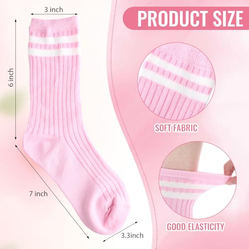 20 Pairs Colorful Striped Crew Socks Athletic Crew Solid Color Striped Cotton Tube Half Women Men Socks2