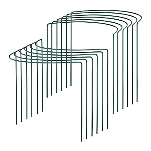 Relaxdays Pack 12 Tutores Plantas y Arbustos, Soporte Rosales o Tomatera, Semicircular, Acero, para Clavar, Verde Oscuro, 35 x 16.5 x 40.5 cm