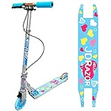 JD RAZOR 【 国内メーカー 組立不要でプレゼントに最適 】 キックボード 子供 小学生 (高さ自由調整/ハンド フット ブレーキ付き/光る LED タイヤ/折りたたみ コンパクト/軽量 & 頑丈 / 2輪) (ハート柄 パステルブルー)