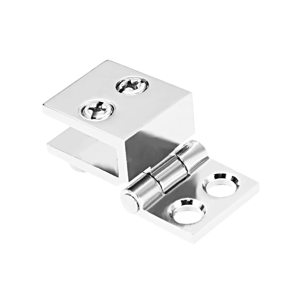 Set di 4 Cerniere per Porta in Vetro Morsetto Regolabile per Vetrine, Armadi per Vino, Porte da Bagno, Lucidato, Zinco, Plastica
