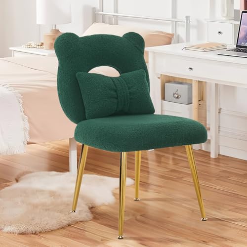 Ckaff Sedia da trucco, per soggiorno, con cuscino rimovibile e gambe dorate regolabili, per camera da letto, soggiorno, cameretta dei bambini, colore: verde