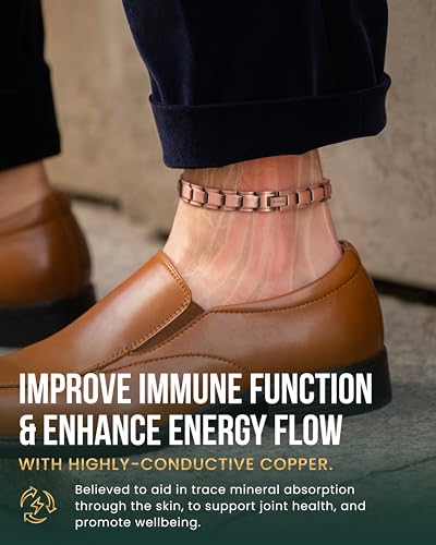 Image of MagnetRX Copper Anklet for Men - Ultra Strength Magnetic Copper Ankle Bracelet for Men - Effective Magnetic Ankle Bracelet (Men's Anklet)