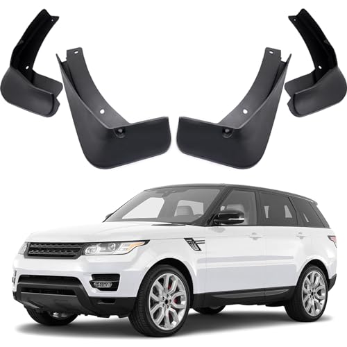 Image of Mud Flaps Compatible with Land Rover Range Rover Sport 2014-2022 | No SVR Models, Front Rear Splash Guards Mud Guards Set of 4, Black
