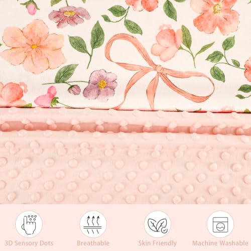 Image of TANOFAR Baby Blankets for Unisex Boys Girls, Ultra Soft Minky Blanket with Double Layer Dotted, Breathable and Lightweight Receiving Blanket for Newborns, 30x40 Inches, Pink Bow