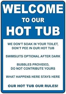 Hot Tub Rules Tin Sign for Business Insurance 12X8 Inch Aluminum Decor Warning Metal Sign for Industrial Areas - Vintage Wall Decor