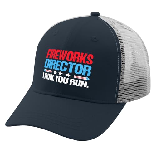 Image of Fireworks Director I Run You Run Golf hat Trucker Cap Marine Blue Mens Hats and caps Gifts for Mom Cool Cap