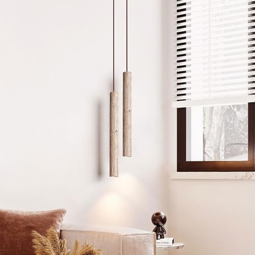 Luces colgantes modernas E27 con altura ajustable y base de madera natural 6