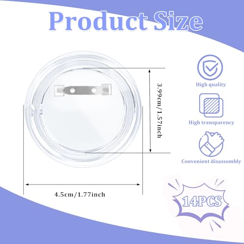 JDBZYDM 14 Pcs Clear Round Acrylic Button Pin Badge Blank Transparent Pins Bulk Make Your Own Buttons DIY Crafts Custom Photo Button