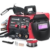 140A Flux Core MIG Welder,3 in 1 Gasless MIG Stick Lift TIG With Helmet