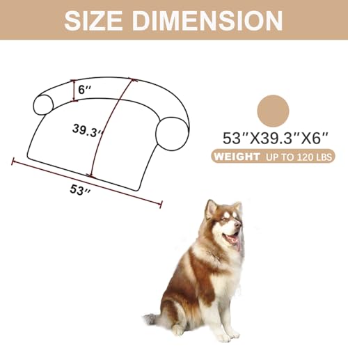 Image of Luxurious Calming Dogs /Cats Bed Mats, Dog Pad Washable Removable Couch Cover, Plush Long Fur Mat for Pets, Waterproof Lining, Perfect for Small, Medium and Large Dogs and Cats (Beige, 53 inchx39 inch)