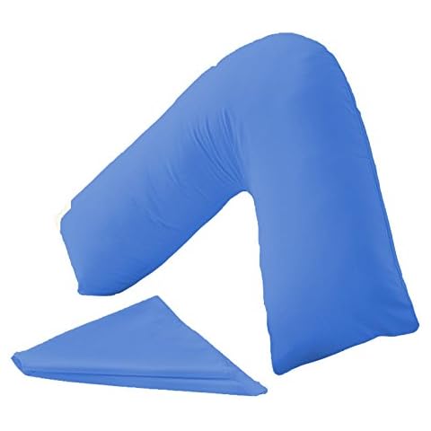 Homefurnishing Back and Neck Support V Shaped Orthopedic V Pillow Case (Mid Blue) Cover