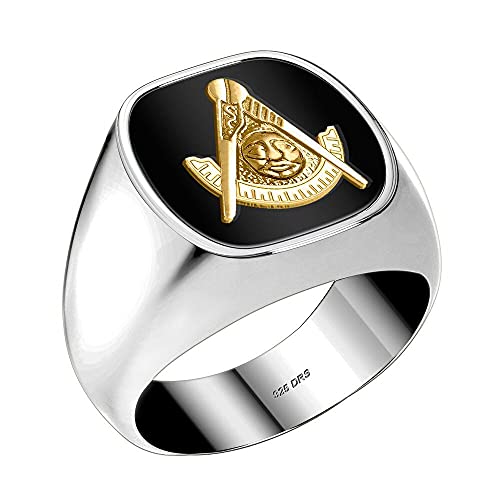 US Jewels Masonic Customizable Men's 925 Sterling Silver Solid Back Past Master Ring