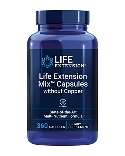 Life Extension Mix Capsules Without Copper - High-Potency Vitamin, Mineral, Fruit & Vegetable Supplement - Complete Daily Veggies Blend For Whole Body Health Support - Gluten Free - 360 Counts #TOP7