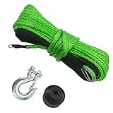 TYT 3/16” x 50ft Synthetic Winch Rope, 7700lb Winch Cable with Black Protective Sleeve Winch Synthetic Rope with Sheath, 12 Strands Braided Synthetic Winch Cable for ATV UTV SUV Winch Rope (Green)