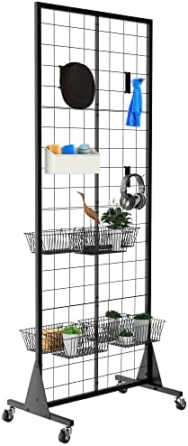 Blasinc Gridwall Panel Display Stand 2' x 5.5' Ft Heavy Movable Floorstanding Detachable Girdwall for Easy Transport, Standing Grid Towe Display Rack for Retail and Craft FairGrid Wall Panels